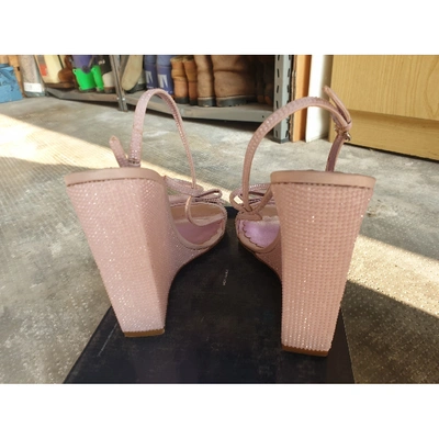 Pre-owned Moschino Leather Sandals In Pink