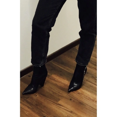 Pre-owned Saint Laurent Leather Ankle Boots In Black