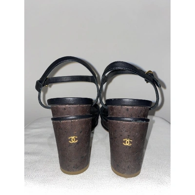 Pre-owned Chanel Leather Sandal In Black