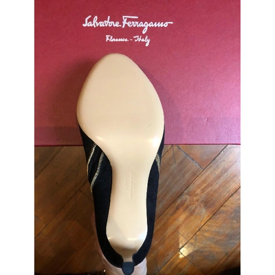 Pre-owned Ferragamo Open Toe Boots In Black