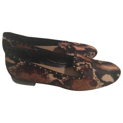 Pre-owned Pinko Pony-style Calfskin Flats