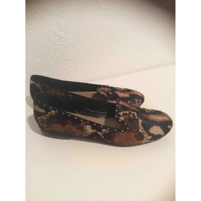 Pre-owned Pinko Pony-style Calfskin Flats