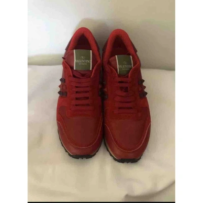 Pre-owned Valentino Garavani Rockrunner Red Suede Trainers
