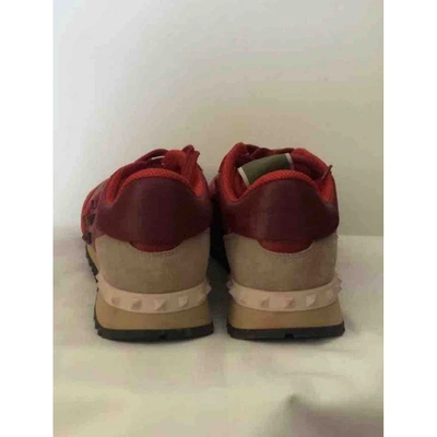 Pre-owned Valentino Garavani Rockrunner Red Suede Trainers