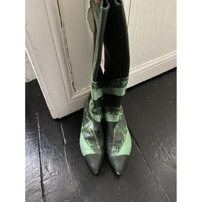 Pre-owned Tibi Green Leather Boots