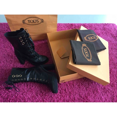 TOD'S Pre-owned Leather Lace Up Boots In Black