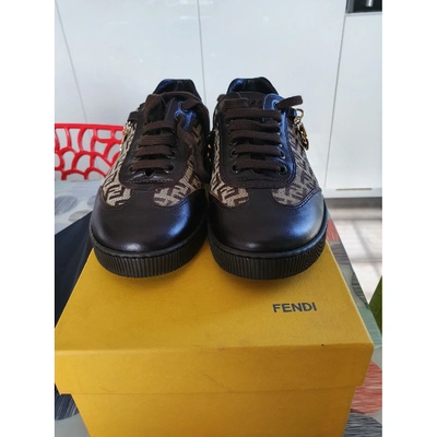 Pre-owned Fendi Leather Trainers In Brown