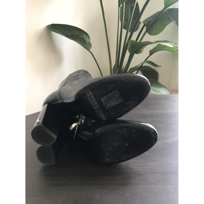 Pre-owned Saint Laurent Loulou Leather Ankle Boots In Black