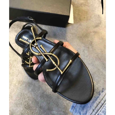 Pre-owned Saint Laurent Cassandra Black Leather Sandals