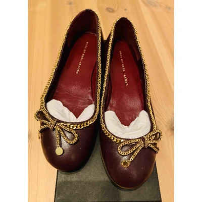 Pre-owned Marc By Marc Jacobs Burgundy Leather Ballet Flats