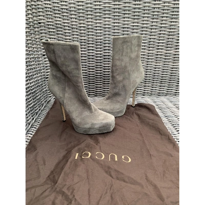 Pre-owned Gucci Ankle Boots In Grey