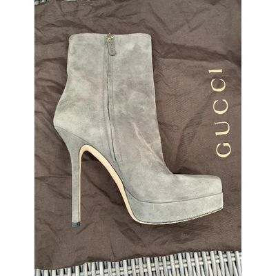 Pre-owned Gucci Ankle Boots In Grey