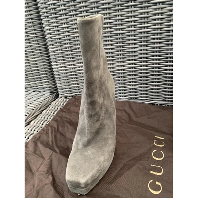 Pre-owned Gucci Ankle Boots In Grey