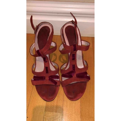 Pre-owned Pinko Pink Suede Sandals