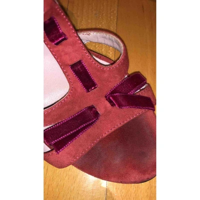 Pre-owned Pinko Pink Suede Sandals