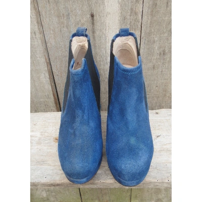 Pre-owned Ganni Ankle Boots In Blue