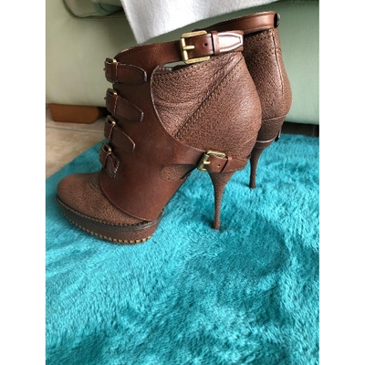 Pre-owned Dior Leather Buckled Boots In Brown