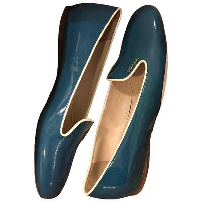 Pre-owned Prada Blue Patent Leather Ballet Flats