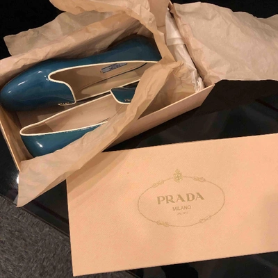 Pre-owned Prada Blue Patent Leather Ballet Flats