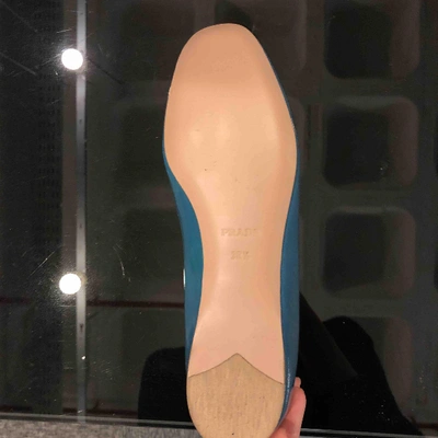 Pre-owned Prada Blue Patent Leather Ballet Flats