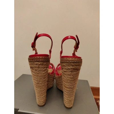 Pre-owned Prada Patent Leather Espadrilles In Red