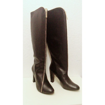 Pre-owned Jean Paul Gaultier Leather Riding Boots In Black