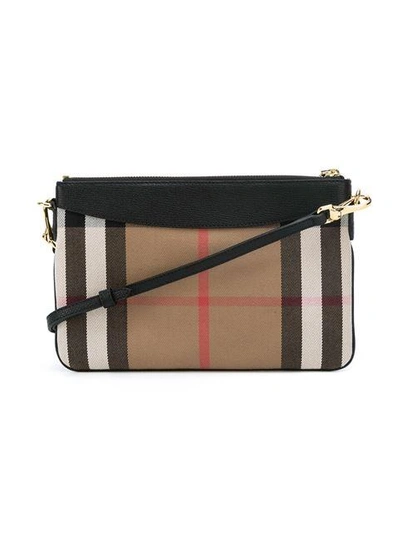 Shop Burberry House Check And Leather Clutch Bag