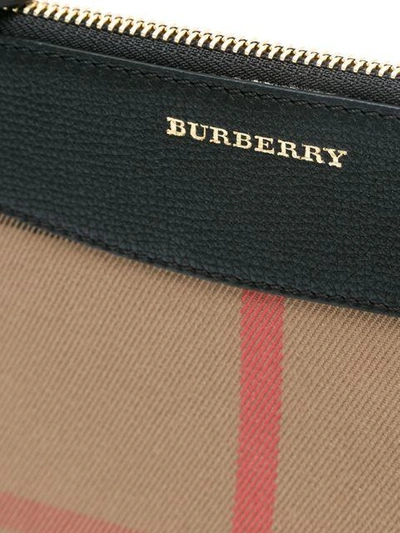 Shop Burberry House Check And Leather Clutch Bag