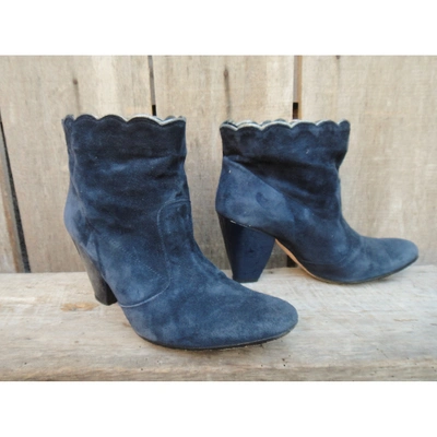 Pre-owned Tara Jarmon Ankle Boots In Blue
