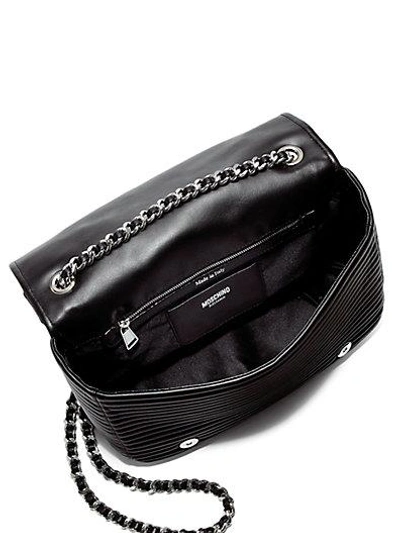 Shop Moschino Moto Jacket Shoulder Bag In Black
