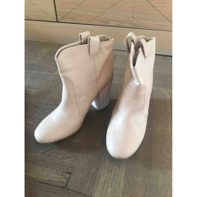 Pre-owned Laurence Dacade Leather Ankle Boots In Beige