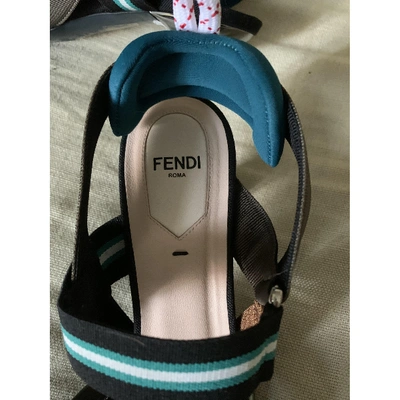 Pre-owned Fendi Colibri Heels In Khaki