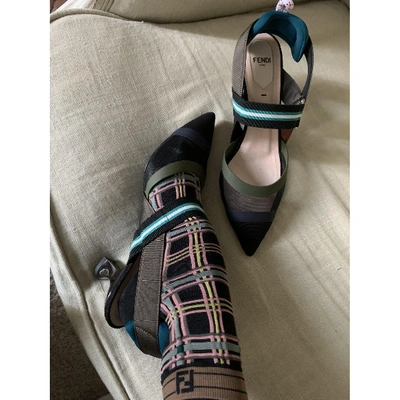 Pre-owned Fendi Colibri Heels In Khaki