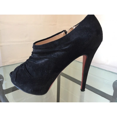 Pre-owned Christian Louboutin Open Toe Boots In Black