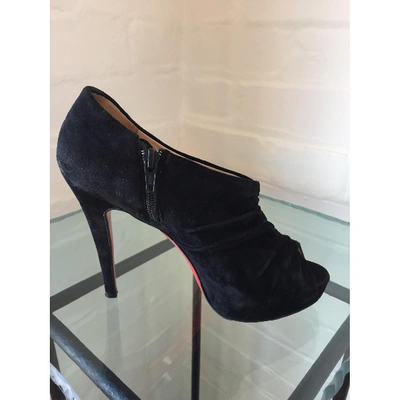 Pre-owned Christian Louboutin Open Toe Boots In Black