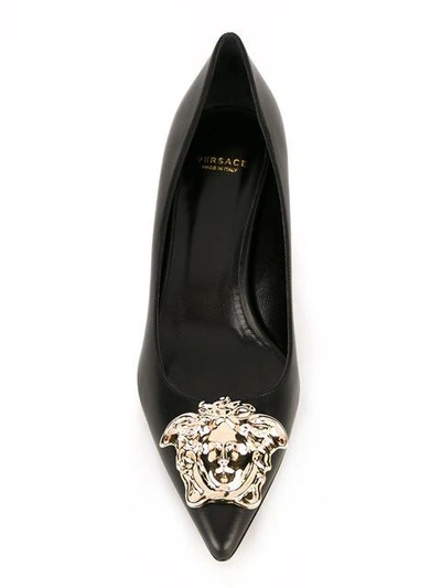 Shop Versace Kitten Heel Pumps In Black