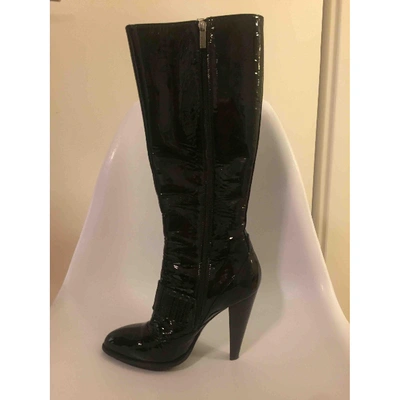 Pre-owned Just Cavalli Patent Leather Boots In Black