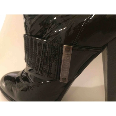 Pre-owned Just Cavalli Patent Leather Boots In Black