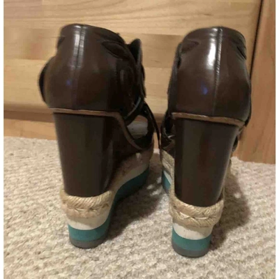 Pre-owned Prada Brown Leather Lace Ups