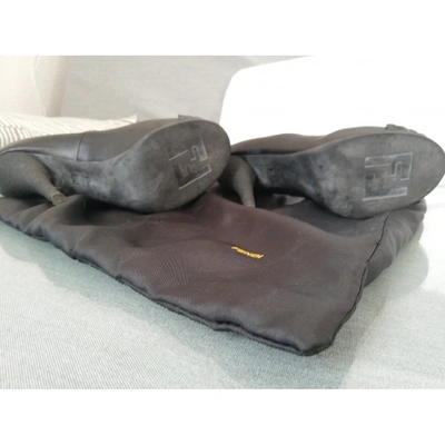 Pre-owned Fendi Black Leather Heels