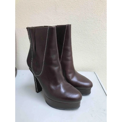 Pre-owned Jil Sander Leather Ankle Boots In Brown