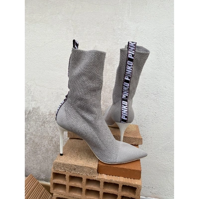 Pre-owned Pinko Grey Cloth Boots