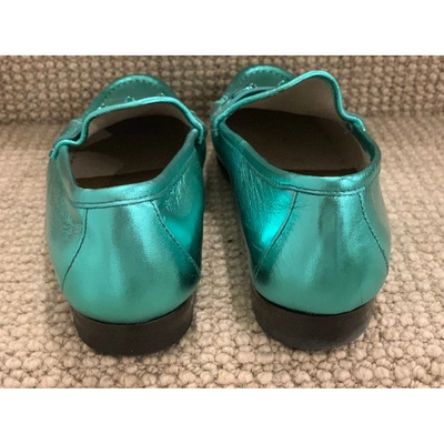 Pre-owned Gucci Brixton Green Leather Flats