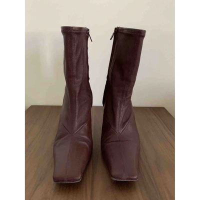 Pre-owned Celine Burgundy Leather Boots