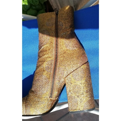 Pre-owned Dries Van Noten Gold Cloth Ankle Boots