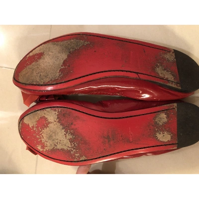 Pre-owned Miu Miu Patent Leather Ballet Flats In Red