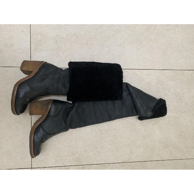 Pre-owned Chanel Navy Leather Boots