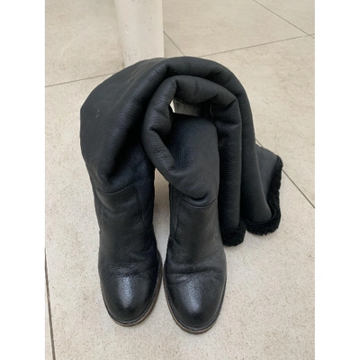 Pre-owned Chanel Navy Leather Boots