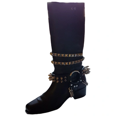 Pre-owned Moschino Black Leather Boots