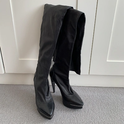 Pre-owned Lanvin Leather Boots In Black